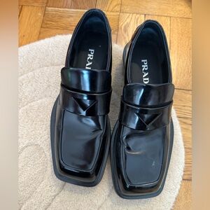 Prada Black Flats Sleek Leather Loafers